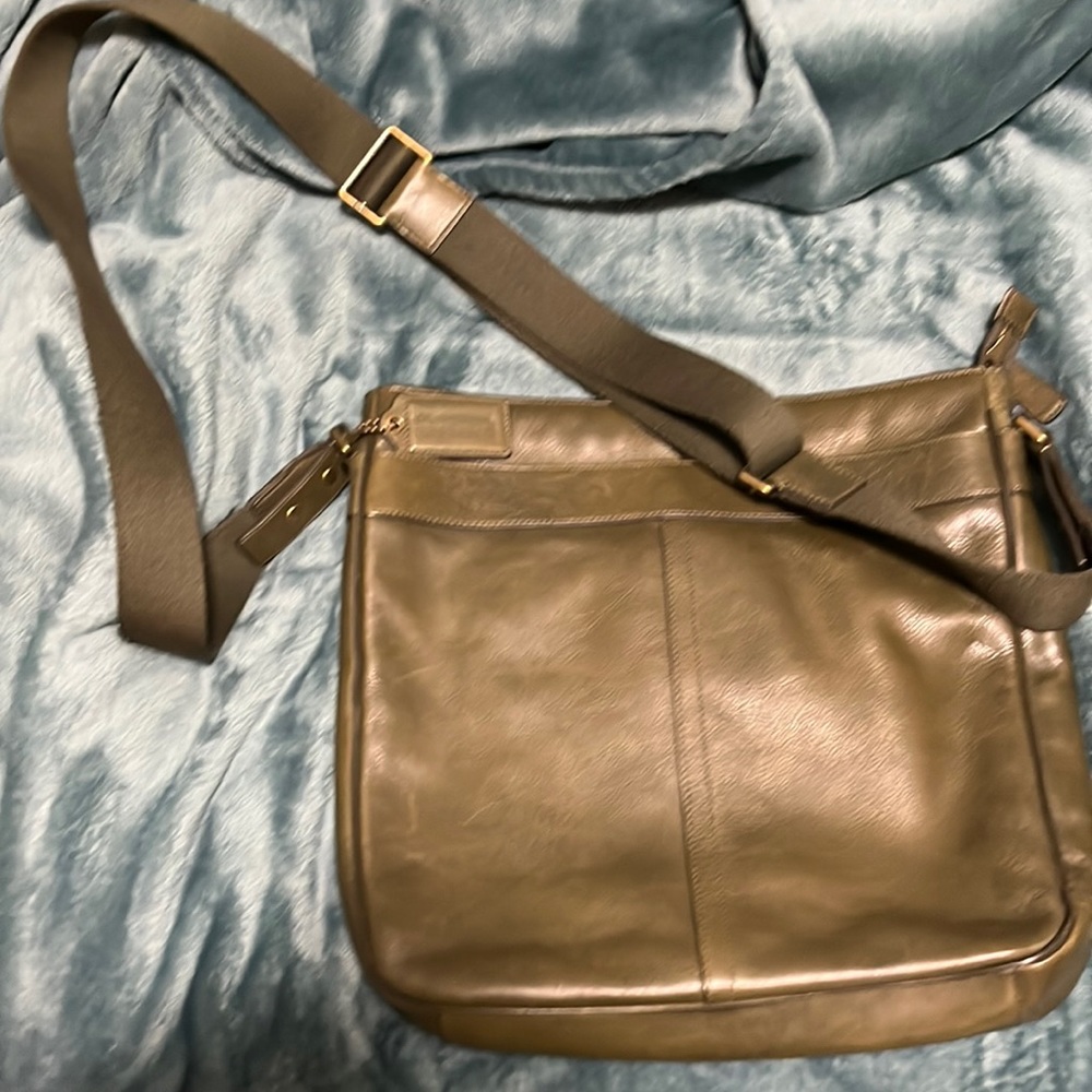 Olive green Coach leather crossbody